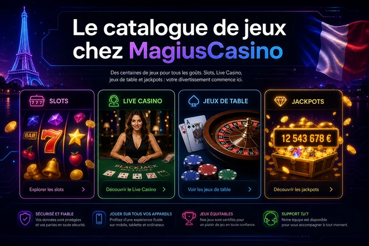 Le catalogue de jeux chez Magius Casino